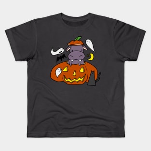 Halloween Pumpkin Hippo Kids T-Shirt